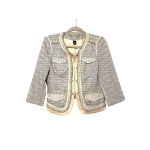 White House Black Market Silver Blazer Size 6